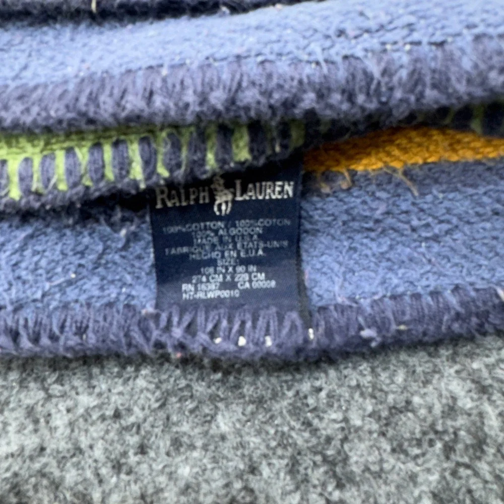 Vintage Polo Ralph Lauren Southwestern Aztec Blanket King Green Heavy Camp 90s